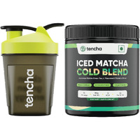Tencha Iced Matcha Energy Drink, 30 Servings Jar + Shaker, 180 GM | Energy Drink Powder for Focus, No Preservatives | Stay Active 6 Hours Straight | Japanese Matcha Green Tea | Natural Caffeine