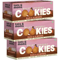 Tots & Moms Healthy & Nutritional Millet & Jaggery Cookies | Ragi & Almonds | Pack of 3