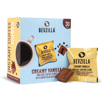 Bevzilla 30 Instant Coffee Cubes Pack with Organic Date Palm Jaggery, 5 Flavours, 100% Arabica Coffee, Vegan, Zero Refined Sugar, Real Ingredients, No Preservatives, Best Coffee (Creamy Vanilla)