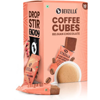 Bevzilla 10 Instant Coffee Cubes Pack with Organic Date Palm Jaggery, 5 Flavours, 100% Arabica Coffee, Vegan, Zero Refined Sugar, Real Ingredients, No Preservatives, Best Coffee (Belgian Chocolate)
