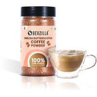 Bevzilla Instant Coffee Powder (English Butterscotch Flavour) - 75 Grams | 100% Arabica Beans | Hot & Cold Coffee | Makes 40 Cups | Strong Coffee | Flavoured Coffee| Glass Jar
