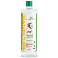 NUTRITREE 100 % Cold Pressed Pure Virgin Coconut Oil | 1 Liter |Extracted From Coconut Milk |100% Naturally Rich In Lauric Acid | Great For Skin, Baby Massage, Hair, Cooking, Oil Pulling