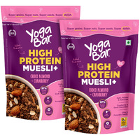Yogabar Super High Protein Muesli 850g | 23g Protein | With Probiotics and Whey | No Refined Sugar | Easy on gut | Choco Almond | Protein Snack | High Fiber Food | Breakfast Cereal, Pack of 2