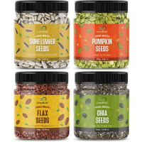 GreenFinity Healthy & Tasty Jumbo Pumpkin, Jumbo Sunflower - 250g, Flax Seeds, Chia Seeds - 300g Jar | Seeds for Eating | Immunity Booster Diet | Protein and Rich in Fibre