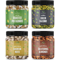 GreenFinity Dry Fruits Combo Pack of Almonds, Cashews, Raisin, Roasted Pistachio (Jar Pack) (250g * 4) 1Kg, Hampers for Employees, Dry Fruits Gift Pack and Dry Fruits for Family.