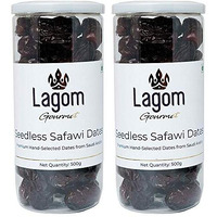Lagom Gourmet Seedless Safawi Dates 1 Kg | Saudi Arabia Dates | All Natural | No Preservatives | No Added Sugar | Gluten Free Vegan Plant Based Non Gmo Dates Dry Fruits Khajur| Khejur