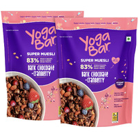 Yogabar Wholegrain Breakfast Muesli - Dark Chocolate + Cranberry, 700g (Pack of 2) (Super Saver Pack) | Healthy Cereals | Granola | Gluten Free | Antioxidant & Protein Rich