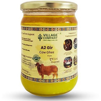 Village Company A2 Cow Desi Ghee 500ML | Gir Ghee Vedic Bilona Method | Organic Pure Natural | Two Way Curd Churned - Best Farm Fresh Grass Fed Cattle Milk | India Lab Certified | Glass Jar Half Litre