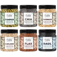 LILA DRY FRUITS 6 Superseed Combo (Basil, Chia, Sunflower, Watermelon, Pumpkin & Flax) 6 x 250 Gms Jar Pack | Healthy Combo for Immunity and Weight Loss | Mix Seeds for Diet | Superfood Snacks