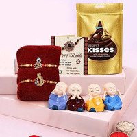 TIED RIBBONS Rakhi Gift for Brother with Chocolates - Pack of 2 Premium Rakhi for Brother Bhaiya Men with Idol and Hersheys Kisses Chocolates Pack