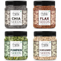 LILA DRY FRUITS 4 Superseed Combo (Chia, Pumpkin, Sunflower & Flax) 500gms each (2kgs total) Jar Pack |Immunity combo for Weight Loss | Mix Seeds for Eating | Diet Snacks | Superfood