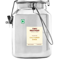 TWO BROTHERS ORGANIC FARMS Desi Cow Ghee (5Litre) | Cultured Cow Desi Ghee | Curd-Churned Bilona Ghee | Pure, Natural, And Healthy | Grass-Fed Desi Gir Cow Organic Ghee