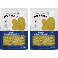 Nutraj Indian Round Raisins (Kishmish) 1kg (500gx2) Pouch Dried | Dry fruits grocery | Seedless Kishmish