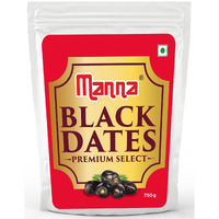 Manna Black Dates 750 grams Khajur Khajoor Fresh 100% Natural. Rich in Iron, Fibre & Vitamins | Premium Imported