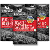 GOODRICKE Roasted Darjeeling Loose Leaves Tea - 250 Gm (Pack Of 3) |Natural Long Leaf | Flavoury Golden Orange Pekoe | Roasted Black Tea