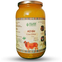 Village Company A2 Cow Desi Ghee 1000ML | Gir Ghee Vedic Bilona Method | Organic Pure Natural | Two Way Curd Churned - Best Farm Fresh Grass Fed Cattle Milk | India Lab Certified | Glass Jar One Litre
