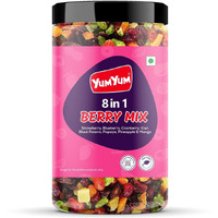 Yum Yum 8 in 1 Berry and Fruits Mix 400g Jar | Dried Berries | Healthy Snacks | Cranberry | Strawberry | Blueberry | Kiwi | Papaya | Pineapple | Mango | Black Raisins | Antioxidants | Ready to Eat