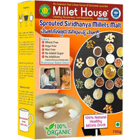Millet House Sprouted Siridhanya Millets Malt 750gm | 30 Natural Ingredients | 100% Healthy Chemical Free Natural Certified Millet Drink | Traditional Millets Organic Health Mix (Pack of 1, 750gm)