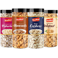 YUM YUM Dry Fruits 600g Combo Pack Of - Badam, Kaju, Pistachio & Akhrot Giri 150g Each - Almonds, Cashews, Pistachios, Walnuts