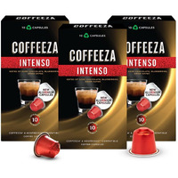 COFFEEZA Intenso Aluminium Coffee Capsules, Intensity - 10, Nespresso Compatible Coffee Pods | Box Of 3 (30 Capsules), 249 Gram