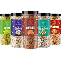 Raghbat Dry fruits combo pack of 5 Healthy Badam, Kaju, Pista, Kishmish, Akhrot 1.25 KG- Almonds, Cashews, Pistachios, Raisins, Walnuts