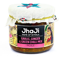 JhaJi - Taste of Mithila Garlic, Ginger, Chilli Mix Pickle | Lahsun Adrak Mirch Ka Achar | Medium Spicy, Salty, Tangy, Chatpata Aftertaste | Bihari-Style Homemade Pickle, 250G/500G