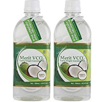Merit Vco Extra Virgin Coconut Oil - Pack of 2 (500 Ml Each) | 100% Pure, Edible Grade | For Cooking, Skin & Hair Health, Oil Pulling
