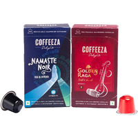 Coffeeza Delights Namaste Noir & Golden Raga Coffee Capsules (Budget-Friendly) Variety Pack of 2 | 20 Coffee Pods | @ just Rs.29.9 each