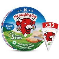 The Laughing Cow Creamy Cheese Triangles | 5 Essential Vitamins, Mineral & Protein | Goodness of Cows milk | 32 Creamy Cheese Triangles | Pack of 2