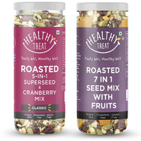Healthy Treat Roasted 5 In 1 Seed Mix With Cranberry & 7-In-1 Seed Mix With Fruits 300Gm (Pack Of 2-150 G Each)|The Ultimate Protein-Rich Combo Pack|High Protein Snacks|Gluten Free Snacks