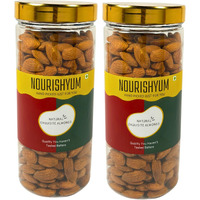 Nourishyum California Almonds 1 kg With Reusable Jar (500g x 2) | Badaam | Natural Crunchy Badam Giri | Nuts & Dry Fruits | Healthy Snacks | Dry Fruit Gift Pack