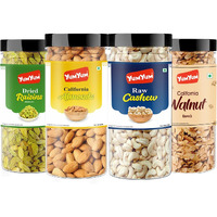 YUM YUM Dry fruits 1kg combo pack of Almonds, Cashew, Raisins & Walnut Kernels 250g Each Almonds, Cashews, Raisins, Walnuts