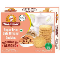 Mid Break-Sugar Free Oatmeal Almonds Cookies Sugar Free Oats Almonds Biscuits Sugar Free Almond Cookies Premium Handmade Cookies 300 Gms Pack Of 1