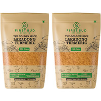 First Bud Organics Golden Spice Lakadong Turmeric Powder - 250gm x 2 | Organic Turmeric Powder & 7 to 12% High Curcumin Certified | Chemical Free Haldi Powder & Sourced From Jaintia Hills, Meghalaya