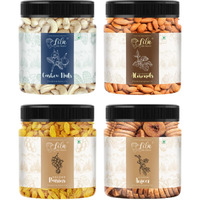 Lila Dry Fruits Combo (250 Gms x 4) Jar pack | Premium DryFruits Cashew Almond Fig Raisin | Daily Snacks for Healthy Diet | Rich in Protiens Minerals | Nutritious & Delicious Kaju Badam Anjeer Kishmis