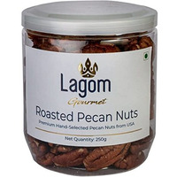Lagom Gourmet Roasted Pecan Nuts 250g | No Salt | Dry Roasted | No Oil Used | All Natural | No Preservatives | No Additives | Gluten Free | Vegan | Plant Based | Non GMO | Nuts Dry Fruits