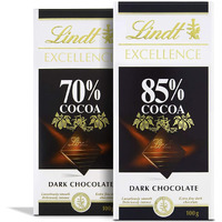LINDT Excellence Dark 70% Cocoa Chocolate Bar and LINDT Excellence Dark 85% Cocoa Chocolate Bar | Pack of 2 | 100gm