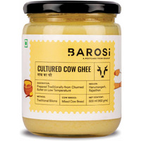 Barosi Premium Cultured Desi Cow Ghee 500 ml | Vedic Bilona Method | Churned from Curd | Pure & Natural | Farm Made in Small Batches | Glass Jar Packing