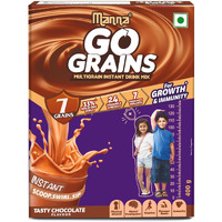 Manna Go Grains Nutrition Powder for Kids. Supports Growth and Immunity. Made with Ragi, Bajra (7 Grains, Millets and Pulses. Chocolate Flavor 400g