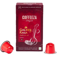 COFFEEZA Delights Golden Raga Coffee Capsules (Budget-Friendly) Nespresso Compatible Coffee Capsules|10 Coffee Pods, 90 Gram