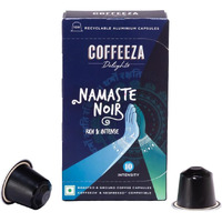 COFFEEZA Delights Namaste Noir Coffee Capsules (Budget-Friendly) Nespresso Compatible Coffee Capsules|10 Coffee Pods, 90 Gram