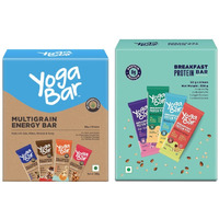 Yogabar Multigrain Energy And Breakfast Bar Combo Yogabar Multigrain Energy Bars 380Gm Pack (38G X 10) Yogabar Breakfast Protein Variety Bars - 300Gm, 6 X 50 G (Box Of 6 Bars)