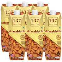 137 Degrees Almond Drink Unsweetened | Lactose Free | Gluten Free | No Preservatives | Zero Cholesterol | Dairy Free| Source of Calcium & Vitamins - PACK OF 6 (1L Each)