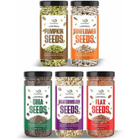 GreenFinity Healthy Seeds Combo Pack of 5 | Raw Pumpkin Seeds, Sunflower Seeds, Watermelon Seeds - 150g, Flax Seeds, Chia Seeds - 175g | Immunity Combo | All Premium.