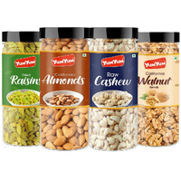 YUM YUM Dry fruits 600gm combo pack of Almonds, Cashew, Raisins & Walnut Giri 150g Each- Almonds, Cashews, Raisins, Walnuts