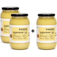 Barosi Premium Cultured Desi Cow Ghee 3 Litre | Value Saver Family Pack | Vedic Bilona Method | Churned from Curd | Pure & Natural | Farm Made in Small Batches | Glass Jar Packing