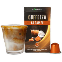 Coffeeza Caramel Flavoured Coffee Capsules, Intensity -7 | Aluminium Coffee Pods | 100% Arabica Coffee | Box of 1 (10 Capsules) | Brew Cold/Hot Coffee