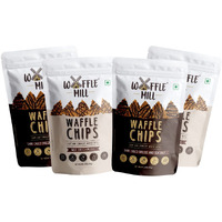 Waffle Mill - Waffle Chips - Combo Pack - Dark Choco Drizzle + Milk Choco Drizzle - Pack of 4 (2+2) - 340Gm
