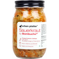 Urban Platter Sauerkraut Original Pickled Probiotic Cabbage with Carrot, 450g / 15.8oz [Raw, Organic | Powered by Bombucha]