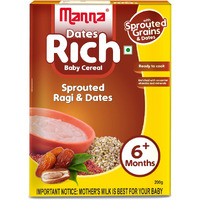 Manna Baby Cereal,Baby Food (6+Months) Sprouted Ragi with Dates Powder, Zero Added Sugar, No Artificial Colours, No Artificial Flavours, 200g